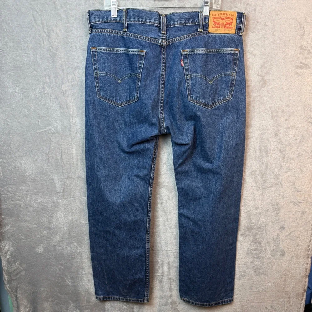 Levis Mens Jeans 38x30 Blue 505 Regular‎ Fit Straight Leg Denim Pants Western